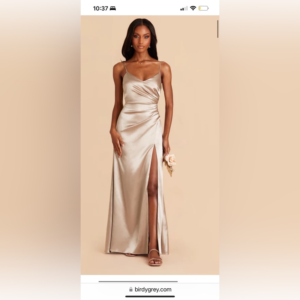 NWT Birdy Grey CATHERINE DRESS
SHINY SATIN NEUTRAL CHAMPAGNE